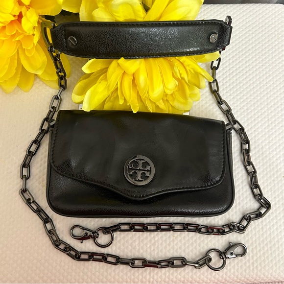 Tory Burch Bags Tory Burch Black Leather Chainlink Mini Crossbody